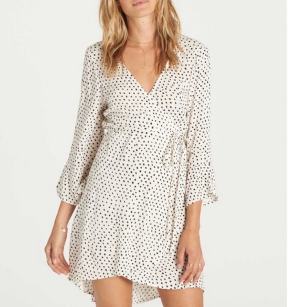 Billabong White and Black Polka Dot Mini Dress